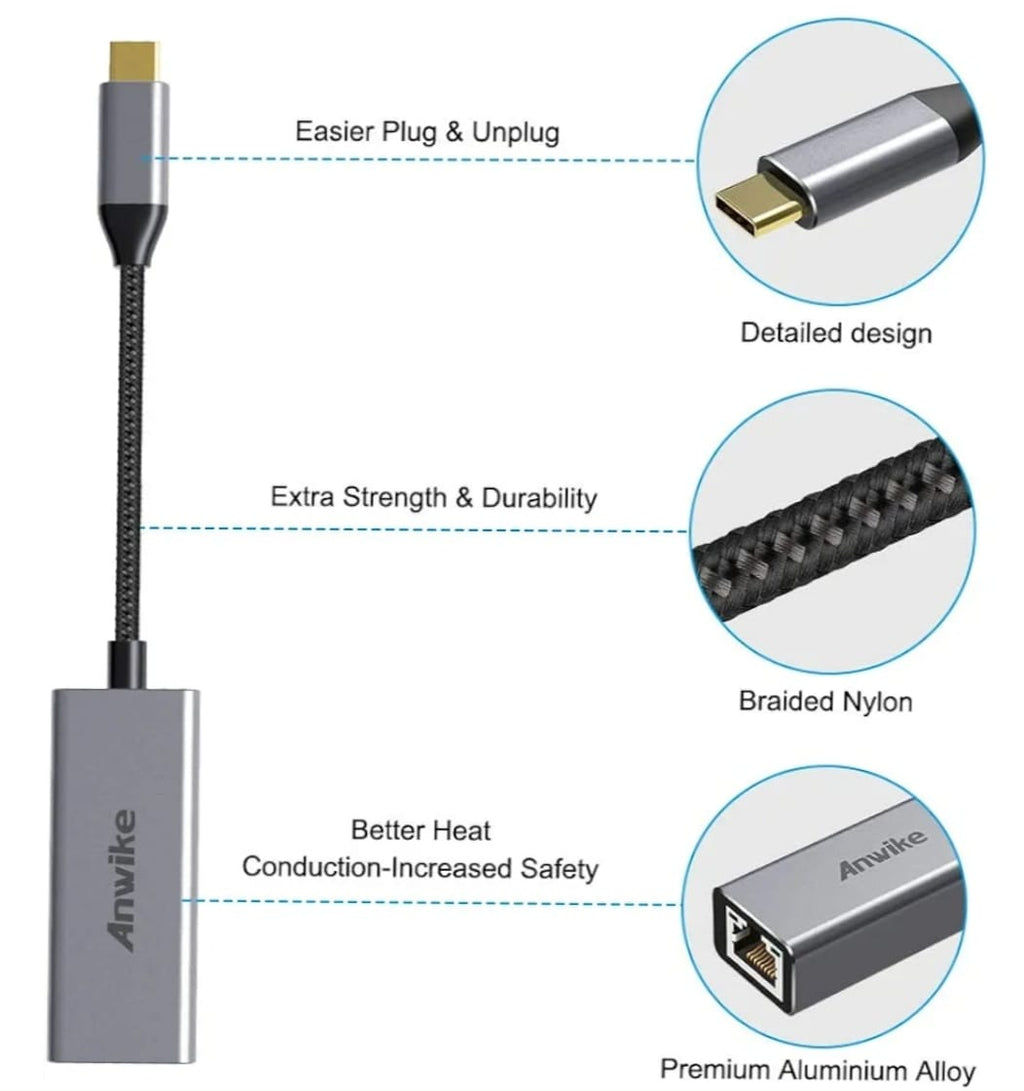ANWIKE USB C to Ethernet Adapter