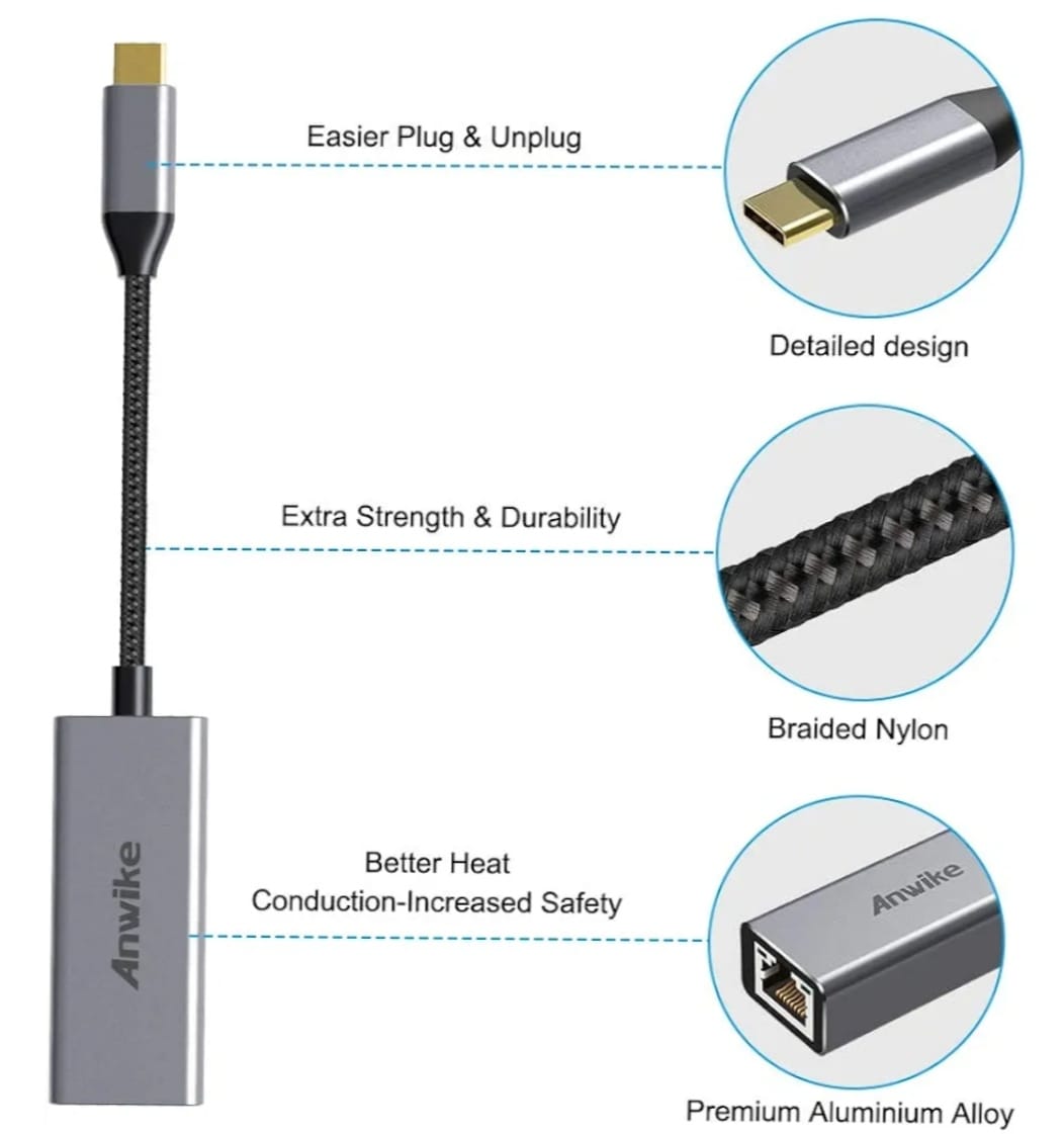 ANWIKE USB C to Ethernet Adapter