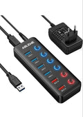 ABLEWE 6-Port USB Hub Active 3.0 with Power Supply