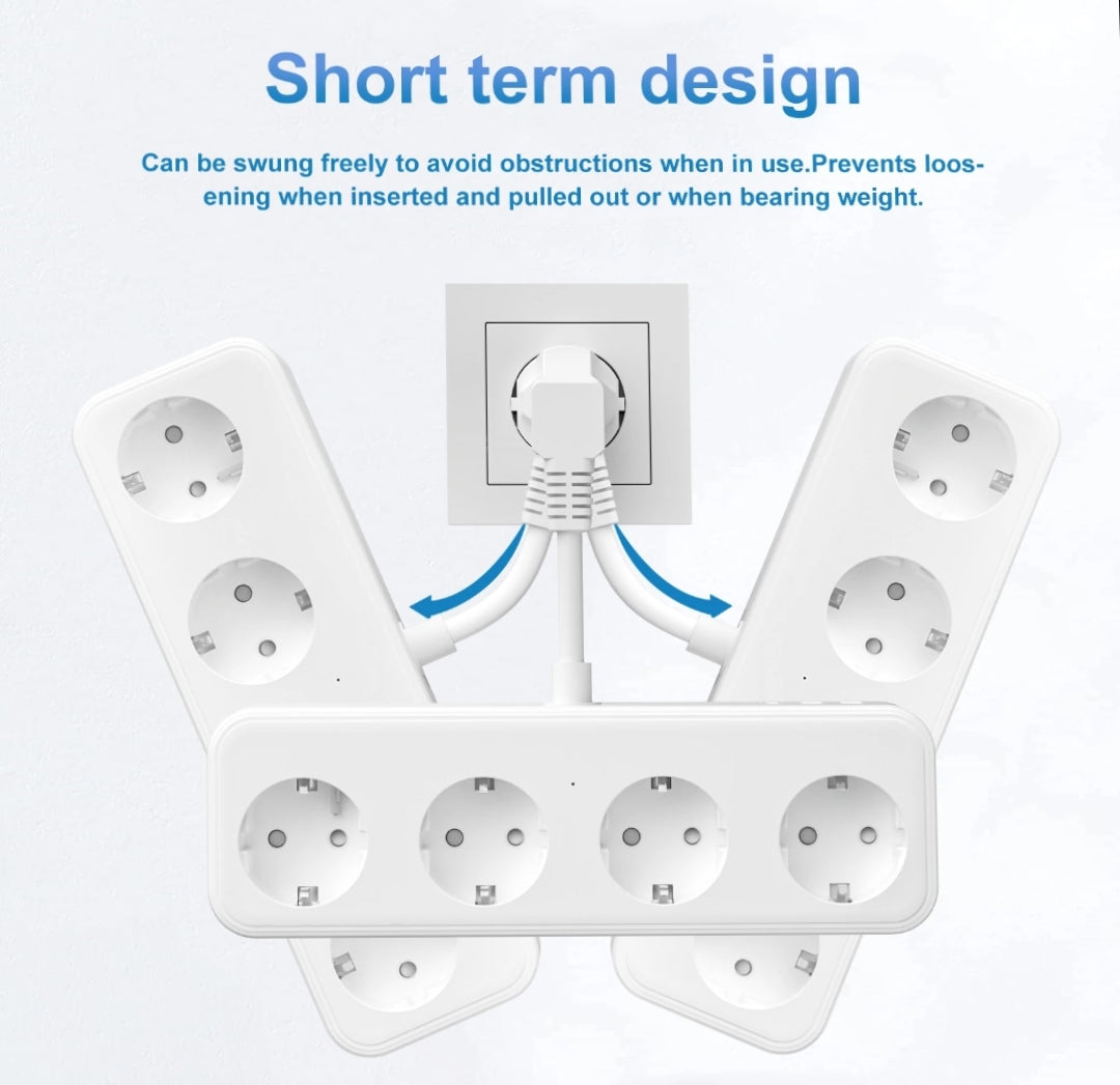 4 Bay Multi Socket 3 USB, 7-in-1 Socket Adapter