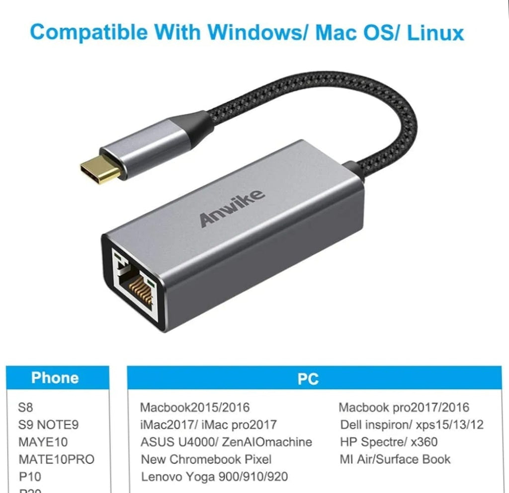 ANWIKE USB C to Ethernet Adapter