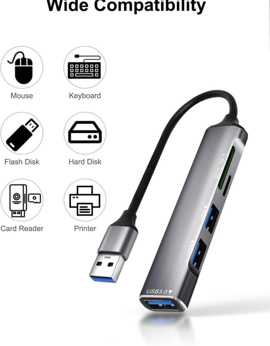 Jstoo 5 in 1 3.0 Hub with card Readers