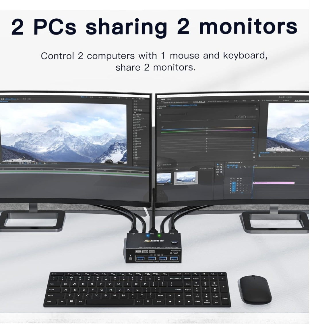 NAWEN USB 3.0 Dual Monitor KVM Switch